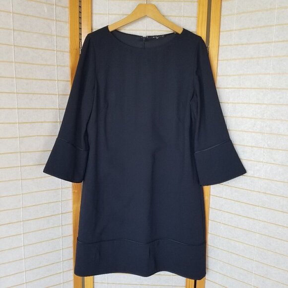 Tahari Navy Blue Dress Size 12 Esmarella A-Line 3/4 Sleeve - Picture 1 of 11